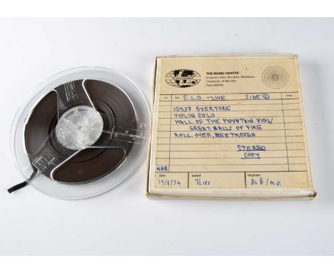 ELO / Electric Light Orchestra Studio Tape, 7 ½" ips Tape in De Lane Lee Music box titled ELO Live 1974 Side 2 and showing th