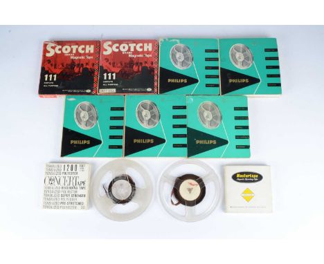 Reel to Reel Tapes, collection of nine boxed reel to reel tapes comprising six 7" tapes (three Phillips, Regentone, Scotch an