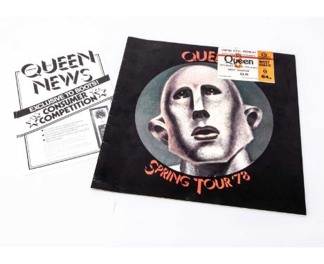 Queen Programme / Ticket, a Programme and Ticket for the Empire Pool Wembley 13th May 1978 - Programme with Merchandise and F