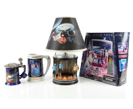 Star Trek memorabilia, collection of Star Trek Items comprising Insurrection Enterprise Illuminated Wall Clock (Boxed), USS E