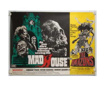 Madhouse / The Amazons UK Quad Poster, UK quad for this Amicus horror double bill - rolled with light fold lines and in very 