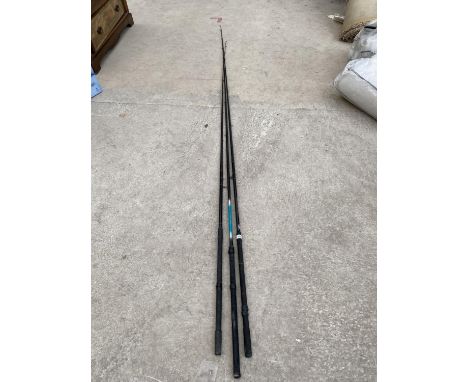 THREE MATCH FISHING RODS - A COSMOS 3.3 METRE, A KINGFISHER 3.6 METRE AND A TRIDENT 3 METRE 