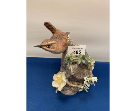 A ROYAL WORCESTER WREN AND BURNET ROSE SIGNED F DOHERTY A/F 