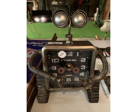 A VINTAGE STYLE METAL NUTS AND BOLTS ROBOT DESK CLOCK 27CM 
