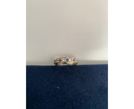 9CT MARKED SAPPHIRE AND DIAMOND FULL ETERNITY RING SIZE M TOTAL GROSS WEIGHT APPROX 3 GRAMS 