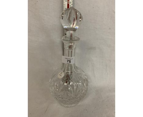 CUT GLASS DECANTER AND STOPPER 