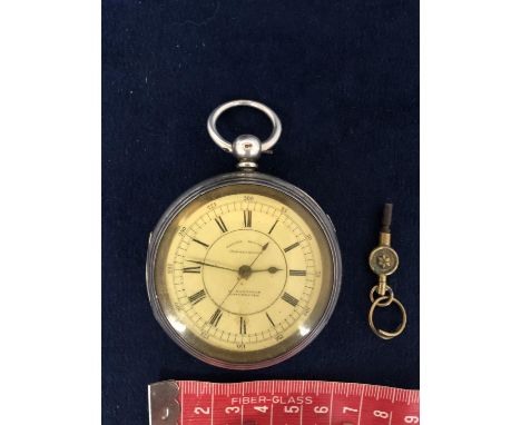 'CENTRE SECONDS CHRONOGRAPH' CHESTER SILVER OPEN FACED POCKET WATCH BY 'G. AARONSON MANCHESTER' DATED 1889 TOTAL GROSS WEIGHT