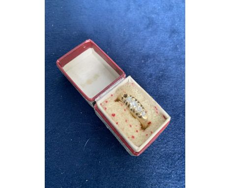 VICTORIAN 18CT HALLMARKED DIAMOND SET GYPSY RING SIZE P TOTAL GROSS WEIGHT APPROX 5 GRAMS 