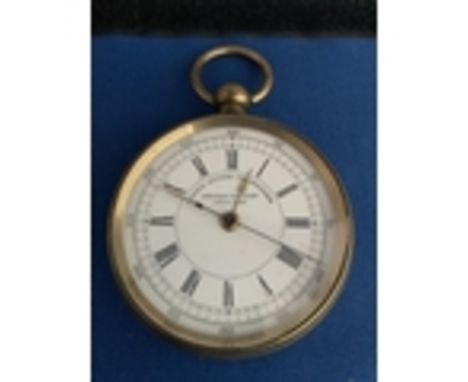 LATE 19TH CENTURY SPECIALLY EXAMINED SWISS MADE CENTER SECONDS CHRONOGRAPH BRASS BEZEL &amp; CASE, ROMAN NUMERALS UPON A WHIT
