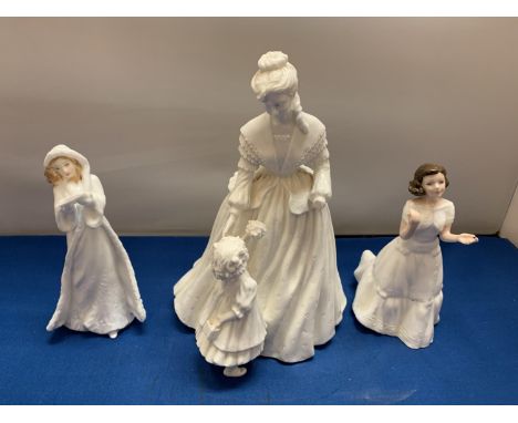 THREE FIGURES TO INCLUDE TWO ROYAL DOULTON WELCOME, CHRISTMAS CAROLS AND  A ROYAL WORCESTER MOTHERING SUNDAY 