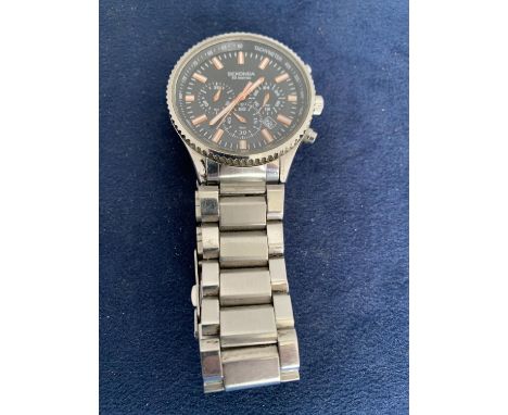 GENTS SEKONDA CHRONOGRAPH STAINLESS STEEL WRIST WATCH WITH BLUE DIAL 