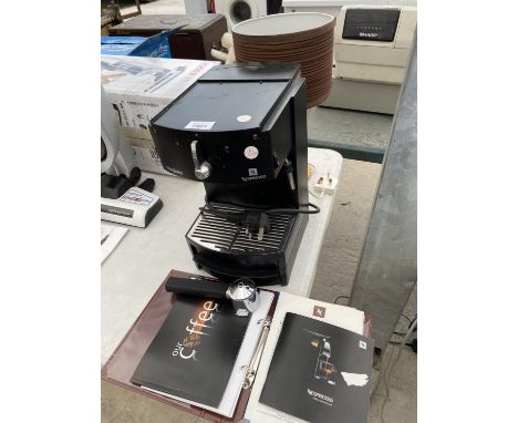 A MAGIMIX NESPRESSO COFFEE MAKER TOGETHER WITH TABLE LAMP, IN WORKING ORDER 