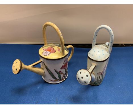 TWO CERAMIC WATERING CANS 