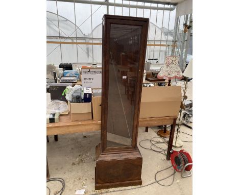 AN 1830s FRENCH MAHOGANY LONG CASE CLOCK CASE WITH GLAZED DOOR AND SIDE PANELS 