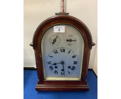A GERMAN WURTENBURG MAHOGANY CASED WESTMINSTER CHIMING BRACKET CLOCK WITH FAST SLOW DIAL AND CHIME SILENT DIAL 