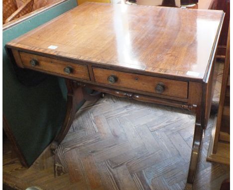 A cross banded Mahogany two drawer sofa table