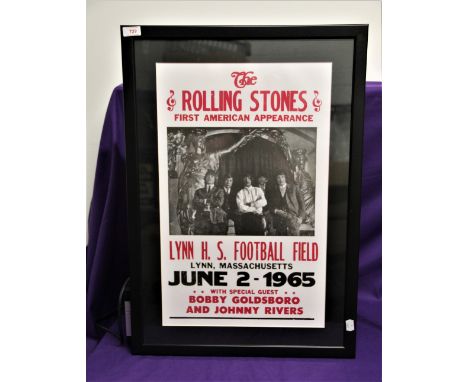 A Rolling Stones repro gig   poster - framed and in excellent condition - measures 50 x 70