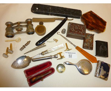 Interesting items including trench art lighter, vestas, cutthroat razor etc. (please note that these items cannot be posted o