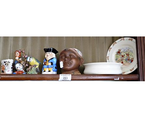 Bunnykins plates, Hummel figure of a girl in a tree and other china