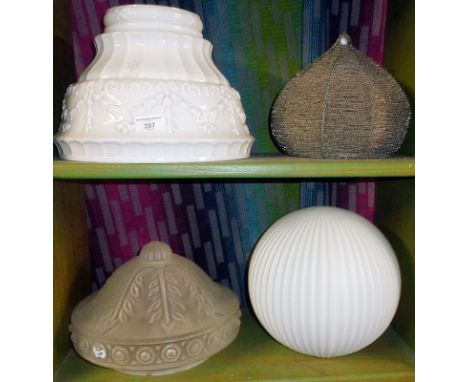 3 various glass lamp shades and another