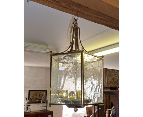 Glass and brass hall ceiling light
