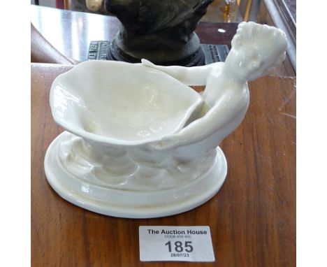 Royal Worcester cream glazed mermaid figure salt, green mark