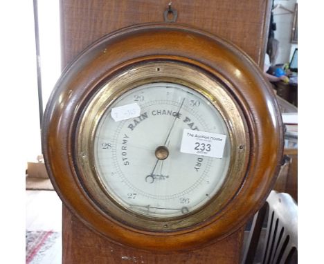 Aneroid barometer in turned mahogany case (A/F)