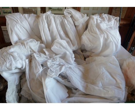Vintage clothing:  Crate of assorted Victorian and Edwardian linen, nightgowns etc 