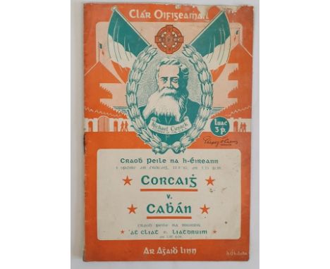 1945 All-Ireland Gaelic Football Programme. . Croke Park, Cork v. Cavan. Illustrated. Original printed fragile wrappers. In t