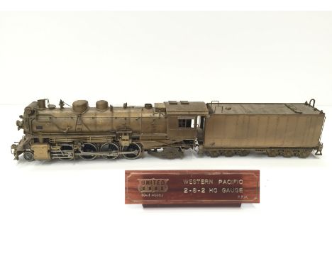 UNITED Scale Models HO 1982 run unpainted Brass Western Pacific 2-8-2 with hexagonal crank pins and full back head detail and