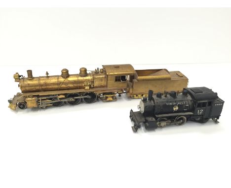 2 x American HO  Brass Locomotives - WESTSIDE Models unpainted Great Northern H-4 4-6-2 and 4 axle Tender. Cleaning and servi