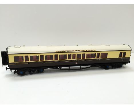 LAWRENCE Scale Models Brass Kit Built GWR Chocolate and Cream 1st/3rd/Gaurd Coach no 6052 with Paddington, Westbury, Frome, Y