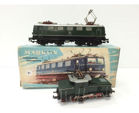MARKLIN 2 x DB Green Locomotives - 3037 Class 141 multi purpose O/H Electric BO BO E41 024 - the Locomotive is working but a 