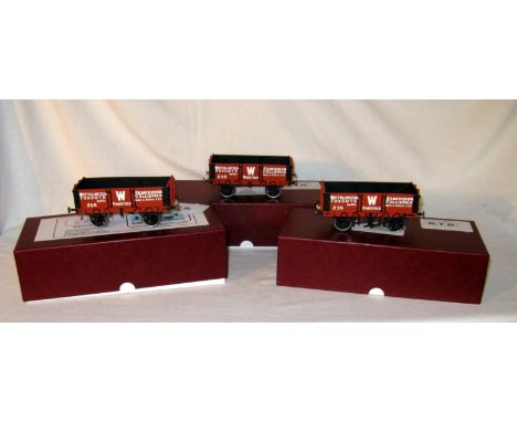 3 x POWSIDES Ready to Run Kit Built 0 Gloucester 5- Plank Gauge Wagons P.O. wagons with raised ends in Radstock  Writhlington