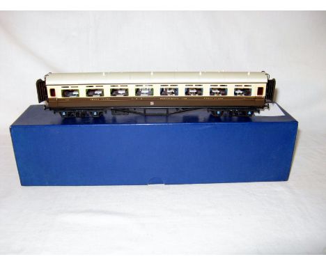DAVID Lawrence Scale Models GWR Chocolate and Cream Composite Restaurant Car # 9587. Built by Derek Lawrence and signed by hi