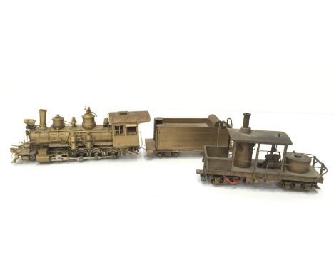 2 x HOn3 unpainted Brass Models - NWSL Class 'A' Climax with 12T vertical Boiler - Brass dulled and a pick up lead disconnect
