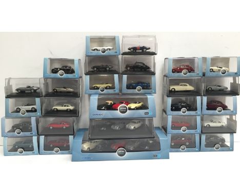 Quantity of 1/76 scale Oxford Diecast Jaguar models, includes #76SET14 5xPiece Jaguar Collection, #76SET13 E Type Triple Set 