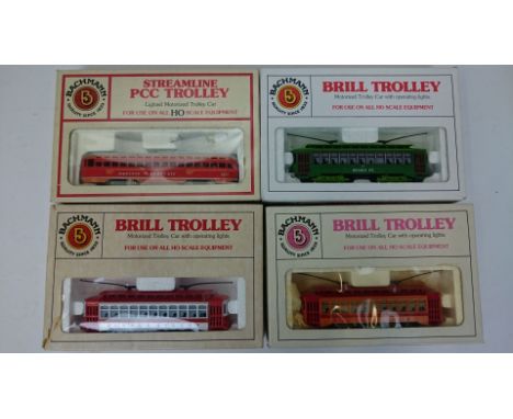 BACHMANN HO 4 x Brill North American Motorised Trolley Cars - Pacific Electric, South Shore, , Desire Street and Market Stree