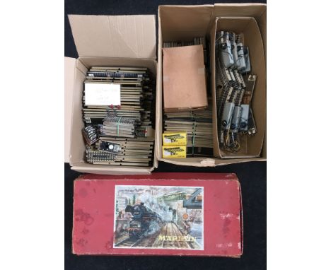 MARKLIN 3R - large collection of Track and an empty 1950's Set Box - over 300 pieces of straight and curved Track including a