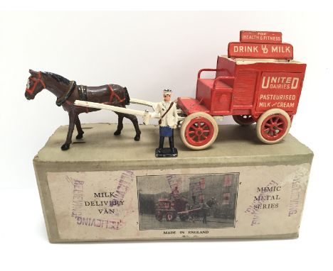 Charbens Set No.821 Milk Delivery Van, comprising: United Dairies Van with orange body and wheels, white roof and tyres, head