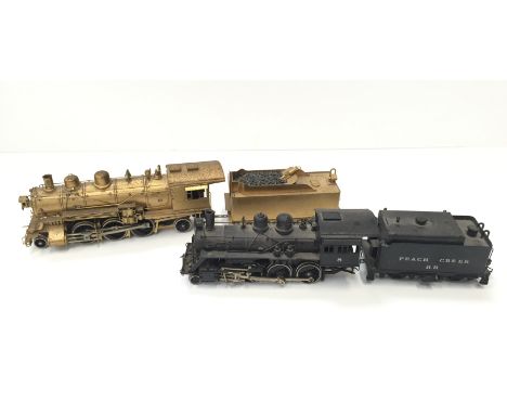 2 x Fujiyama Kogya Brass HO Locomotives - an unpainted Northern Pacific 2-6-2 and 4 axle Tender. Corrosion spots to Locomotiv