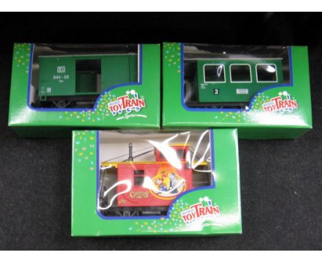 LGB/LEHMANN Toy Train - 3 x Mint Boxed Models - 94365 Caboose, 94267 Closed Van and 93401 4 wheel Coach. All Mint Boxed.