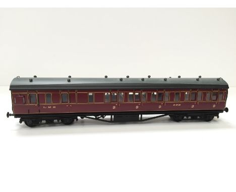 LAWRENCE Scale Models Brass Kit Built LMS Maroon 3rd Class Suburban Brake no 665.  Built by Derek Lawrence and painted by Lar