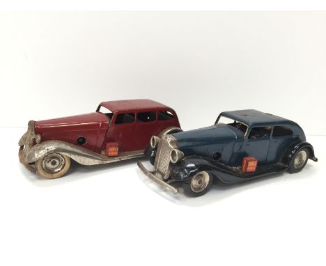 Triang Minic 29M Pre-War Traffic Control Police Car: dark blue tinplate model with black running boards, chrome hubs, 2 x Tay