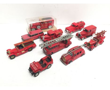 Selection of diecast fire engine models by Solido and others, includes Arbur Products (England) repainted model. F-VG, all bu