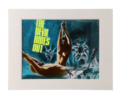 THE DEVIL RIDES OUT (1968) - Hand-Finished Printed Concept Artwork by Tom Chantrell - An unused concept design by Tom Chantre