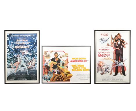 JAMES BOND: VARIOUS PRODUCTIONS - Framed UK Quad and Two US One- Sheets, 1974-1983 - Three James Bond posters from Roger Moor