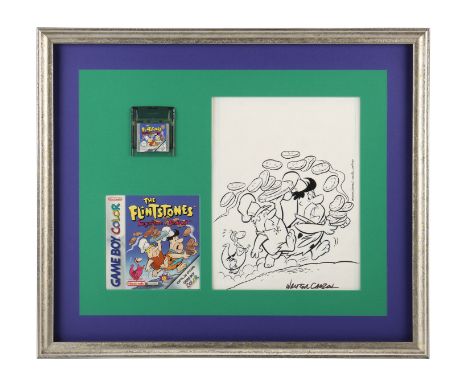 GAME BOY COLOR: THE FLINTSTONES BURGERTIME IN BEDROCK - Game Boy Color Original Video Game Box Artwork Signed by Walter Carzo