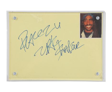 TUPAC - Autographed Page - An autograph by legendary American rapper Tupac Amaru Shakur, also known as 2Pac. The Harlem-born 