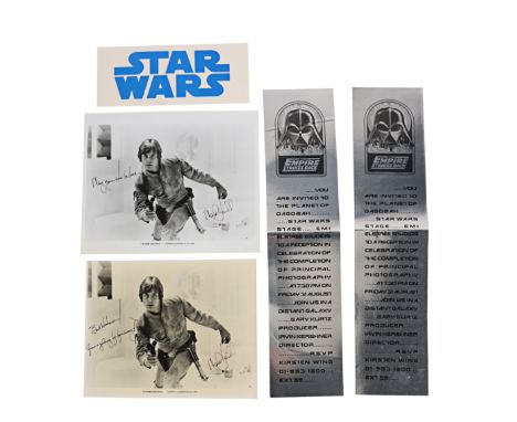 STAR WARS: THE EMPIRE STRIKES BACK (1980) - Pair of Mark Hamill Autographed Photographs and Preview and Party Tickets - A pai